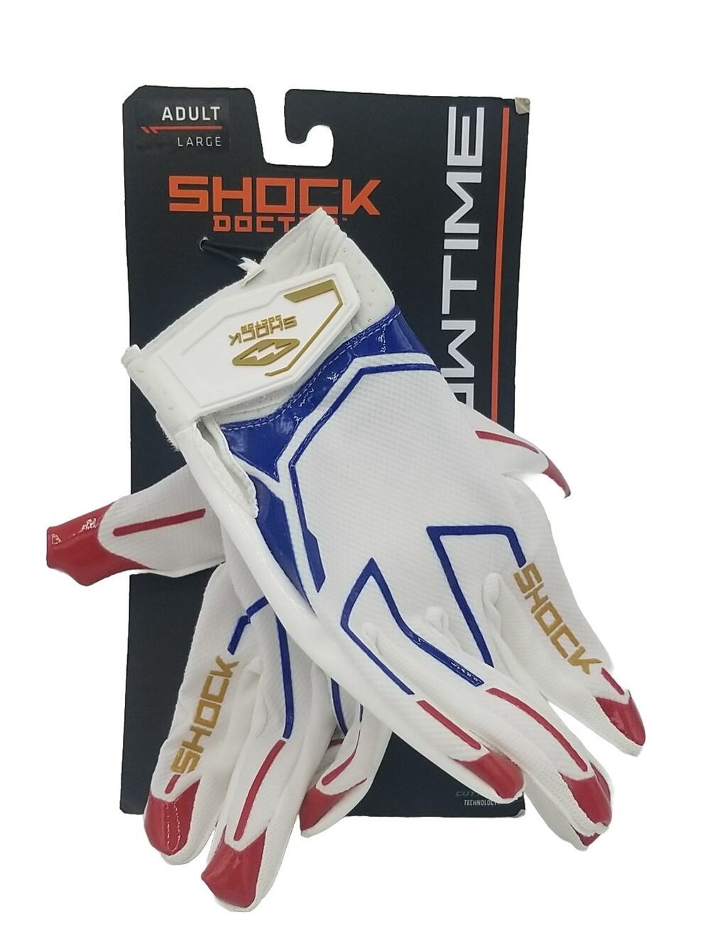 Shock Doctor SHOWTIME Adult Large Receiver Gloves Stars & Stripes Red/White/Blue